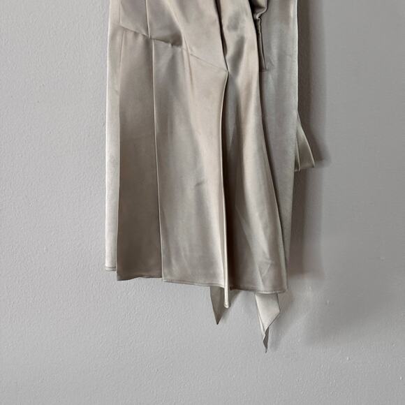 Ann Taylor Silver Grey Satin Wrap Top Sleeveless Blouse Silk Blend Size 4 AS IS - Picture 14 of 16